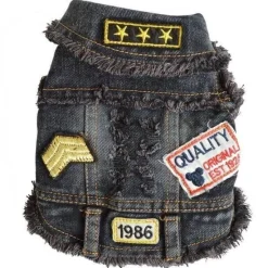 Decor Haustierzubehör-Denim Cowboyjacke für Hunde - Stylischer Western-Haustiermantel