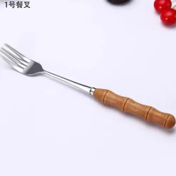 Tom Küche & Esszimmer-Dessertbesteck-Set aus Edelstahl mit eleganten Holzgriffen