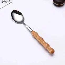 Tom Küche & Esszimmer-Dessertbesteck-Set aus Edelstahl mit eleganten Holzgriffen