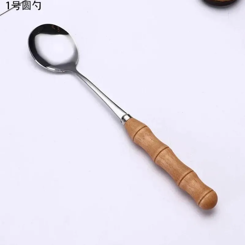 Tom Küche & Esszimmer-Dessertbesteck-Set aus Edelstahl mit eleganten Holzgriffen