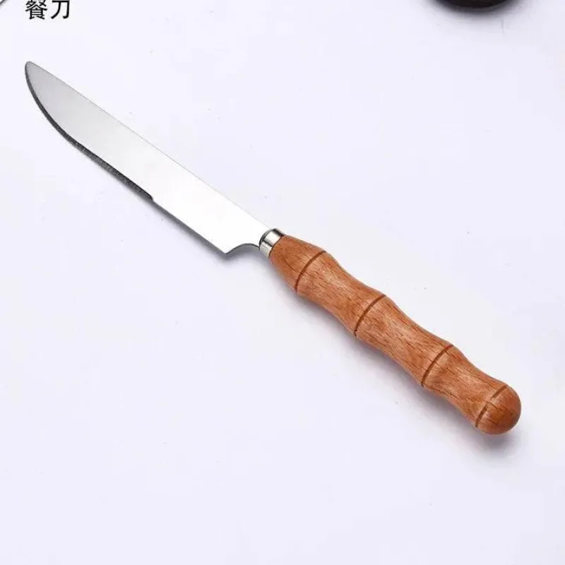 Tom Küche & Esszimmer-Dessertbesteck-Set aus Edelstahl mit eleganten Holzgriffen