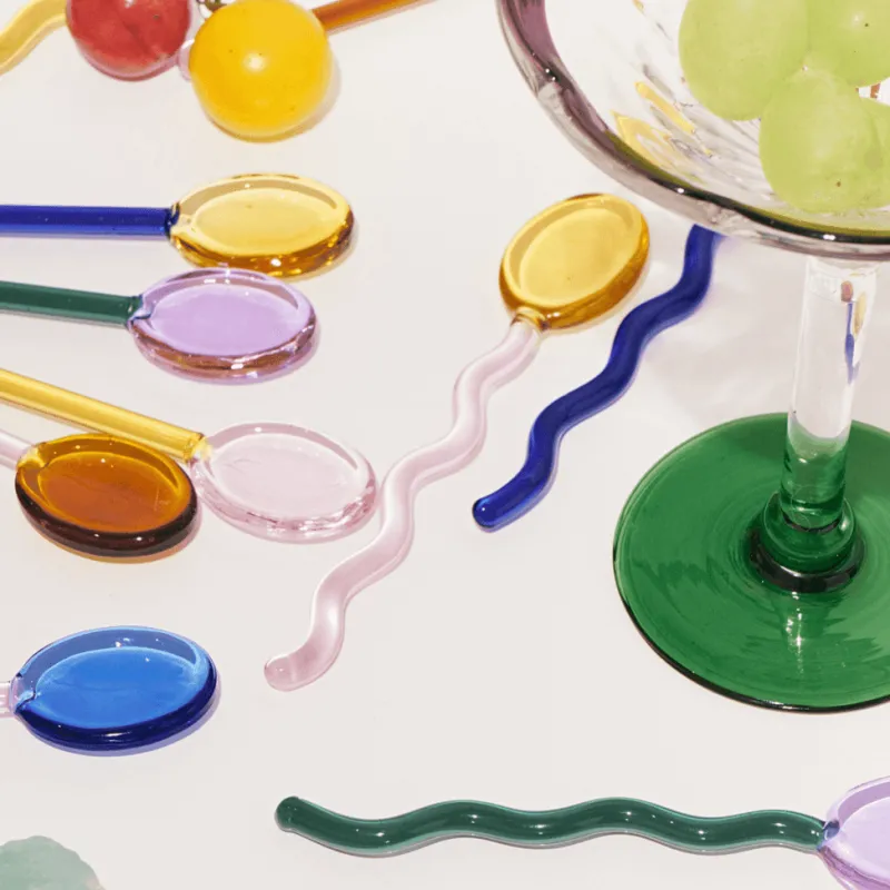 The Culinary Kit Küche & Esszimmer-Dessertlöffel aus gewelltem Glas – elegante Servierutensilien