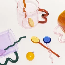 The Culinary Kit Küche & Esszimmer-Dessertlöffel aus gewelltem Glas – elegante Servierutensilien