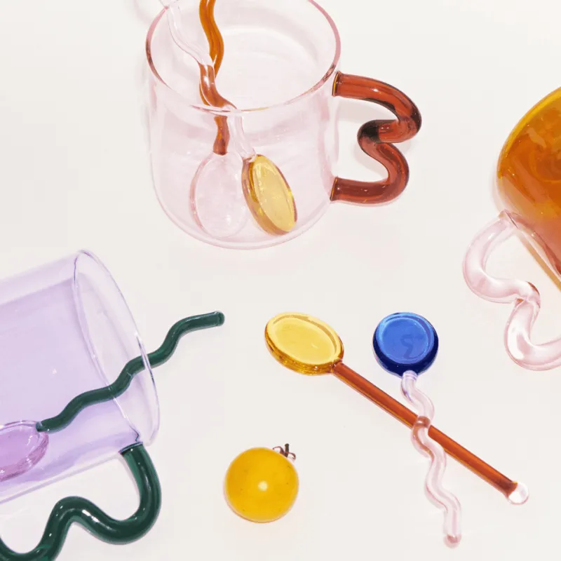 The Culinary Kit Küche & Esszimmer-Dessertlöffel aus gewelltem Glas – elegante Servierutensilien