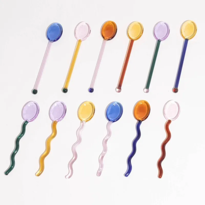 The Culinary Kit Küche & Esszimmer-Dessertlöffel aus gewelltem Glas – elegante Servierutensilien