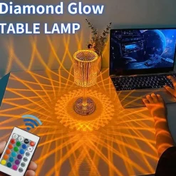 Comfort u0026 Style Beleuchtung-Diamond Glow LED-Nachtlampe – Dekoratives Touch-Licht aus Acryl