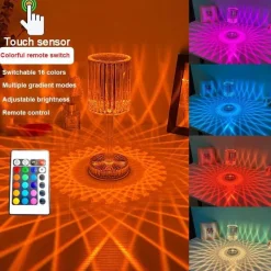 Comfort u0026 Style Beleuchtung-Diamond Glow LED-Nachtlampe – Dekoratives Touch-Licht aus Acryl