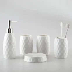 The Bath Nook Badezimmer-Diamond Pattern Ceramic Bathroom Set - Elegant Bath Accessories