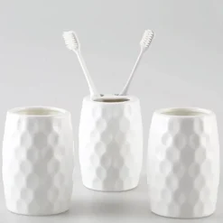 The Bath Nook Badezimmer-Diamond Pattern Ceramic Bathroom Set - Elegant Bath Accessories