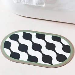 Soft Steps Badezimmer-Diatom Mud Bath Mat - Absorbent Wave Design for Spa and Comfort