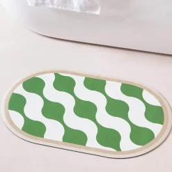 Soft Steps Badezimmer-Diatom Mud Bath Mat - Absorbent Wave Design for Spa and Comfort