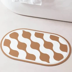 Soft Steps Badezimmer-Diatom Mud Bath Mat - Absorbent Wave Design for Spa and Comfort