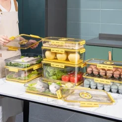 Space Savvy Küche & Esszimmer-Dicke, durchsichtige Kühlschrank-Organizerbox – transparenter Aufbewahrungsbehälter