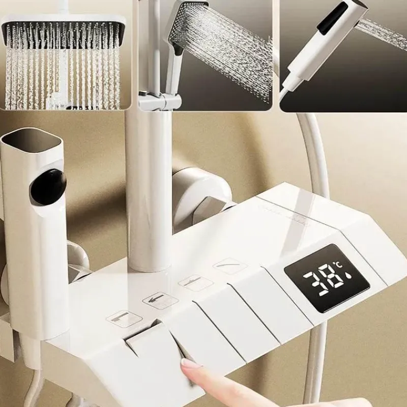 The Blissful Bath Badezimmer-Digital Shower Set - Elegant Rain Shower Head with Temperature Display