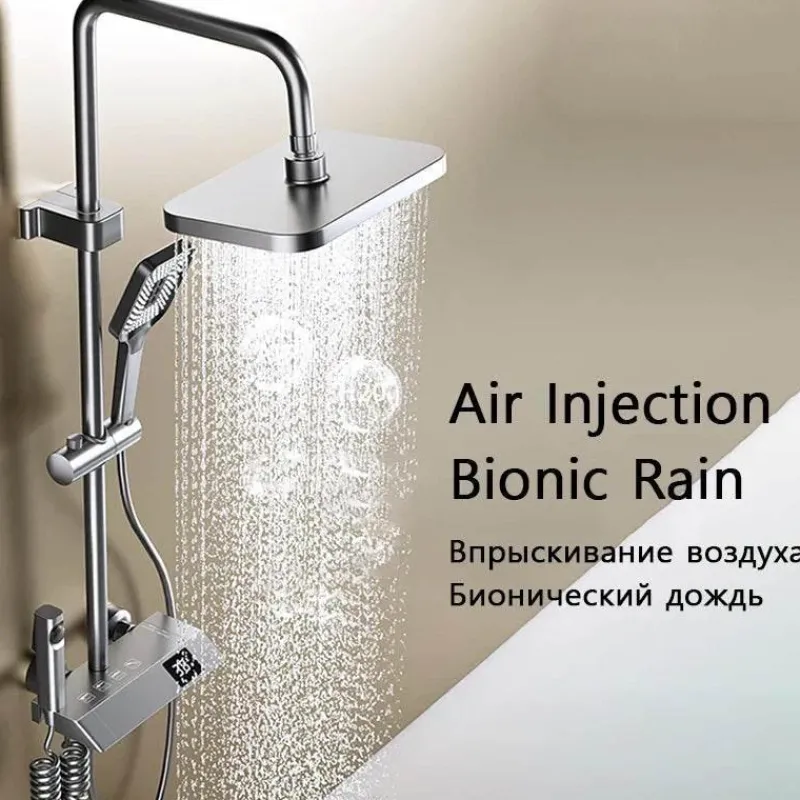 The Blissful Bath Badezimmer-Digital Shower Set - Elegant Rain Shower Head with Temperature Display