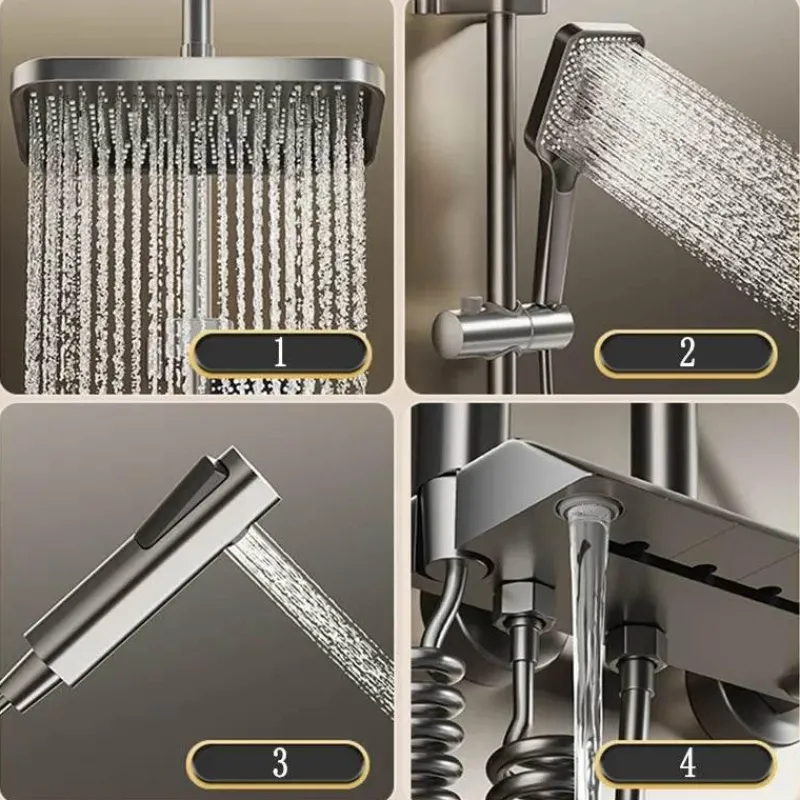 The Blissful Bath Badezimmer-Digital Shower Set - Elegant Rain Shower Head with Temperature Display