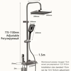 The Blissful Bath Badezimmer-Digital Shower Set - Elegant Rain Shower Head with Temperature Display