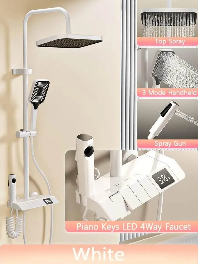 The Blissful Bath Badezimmer-Digital Shower Set - Elegant Rain Shower Head with Temperature Display