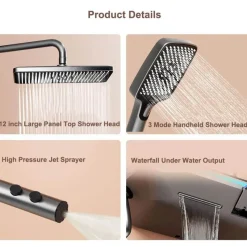 The Blissful Bath Badezimmer-Digital Thermostatic Rainfall Shower Set - High-Pressure Luxury System