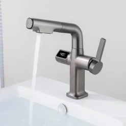 Tranquil Waters Badezimmer|Küche & Esszimmer-Digitaler Badezimmerhahn aus Messing – Elegantes Aqua View Design