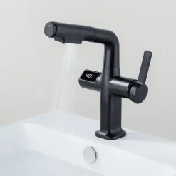 Tranquil Waters Badezimmer|Küche & Esszimmer-Digitaler Badezimmerhahn aus Messing – Elegantes Aqua View Design