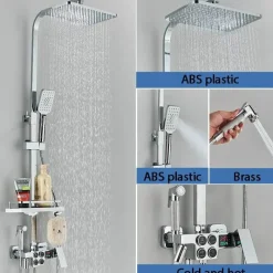 The Blissful Bath Badezimmer-Digitales Thermostat-Duschset – Stilvolles Druckduschsystem