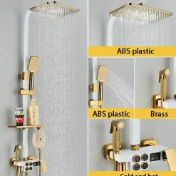 The Blissful Bath Badezimmer-Digitales Thermostat-Duschset – Stilvolles Druckduschsystem