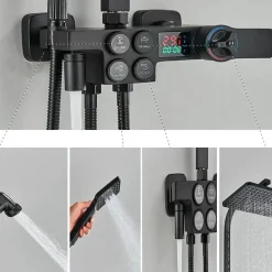 The Blissful Bath Badezimmer-Digitales Thermostat-Duschset – Stilvolles Druckduschsystem