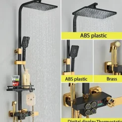 The Blissful Bath Badezimmer-Digitales Thermostat-Duschset – Stilvolles Druckduschsystem