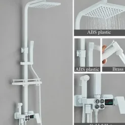 The Blissful Bath Badezimmer-Digitales Thermostat-Duschset – Stilvolles Druckduschsystem