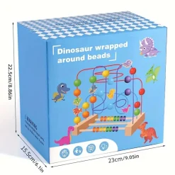 Toy World Babyspielzeug-Dinosaurier-Perlenlabyrinth aus Holz – Montessori-Lernspielzeug für Kinder