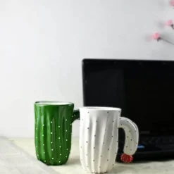 The Cozy Mug Küche & Esszimmer-3D-Kaktus-Kaffeetasse – Einzigartige Keramiktasse mit Pflanzenmotiv