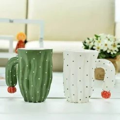 Tom Küche & Esszimmer-3D-Kaktus-Keramiktasse – einzigartige Kaffee-/Teetasse mit besonderem Henkel