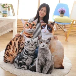 Cozy Cushions Haustierzubehör|Bettzeug-3D-Katzenkissen – süßes Cartoon-Dekokissen