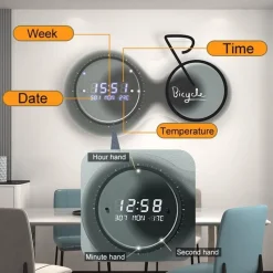 Willow u0026 Whim Beleuchtung-3D-LED-Fahrrad-Wanduhr – moderne, leuchtende Heimdekoration