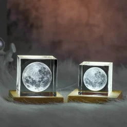 Willow u0026 Whim Beleuchtung-3D-Mond-Nachtlicht-Kristallwürfel – Romantischer Akzent für die Inneneinrichtung