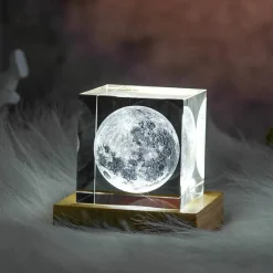 Willow u0026 Whim Beleuchtung-3D-Mond-Nachtlicht-Kristallwürfel – Romantischer Akzent für die Inneneinrichtung