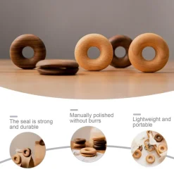 Deco Küche & Esszimmer-Donut-Verschlussklammern aus Holz – 6er-Set Zubehör zur Lebensmittelaufbewahrung