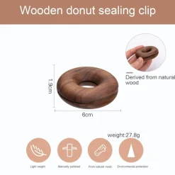 Deco Küche & Esszimmer-Donut-Verschlussklammern aus Holz – 6er-Set Zubehör zur Lebensmittelaufbewahrung