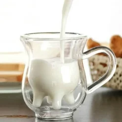 Brew Bliss Küche & Esszimmer-Doppelschichtiger Glasbecher - Kuh-Design