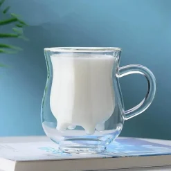 Brew Bliss Küche & Esszimmer-Doppelschichtiger Glasbecher - Kuh-Design