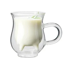 Brew Bliss Küche & Esszimmer-Doppelschichtiger Glasbecher - Kuh-Design