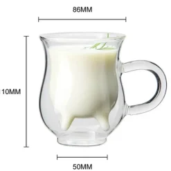 Brew Bliss Küche & Esszimmer-Doppelschichtiger Glasbecher - Kuh-Design