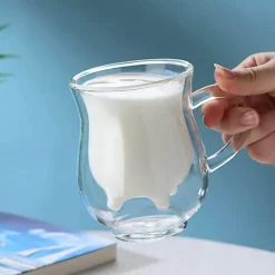 Brew Bliss Küche & Esszimmer-Doppelschichtiger Glasbecher - Kuh-Design