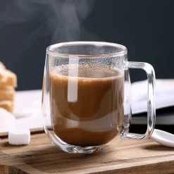 The Cozy Mug Küche & Esszimmer-Doppelt isolierter Glasbecher – handgefertigter Thermo-Kaffeebecher
