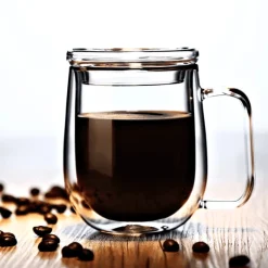 The Cozy Mug Küche & Esszimmer-Doppelt isolierter Glasbecher – handgefertigter Thermo-Kaffeebecher