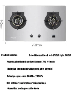 Deco Küche & Esszimmer-Doppelter Gasherd aus Edelstahl – verstellbares Lift-Design