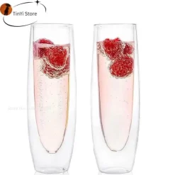 Plates u0026 More Küche & Esszimmer-Doppelwandige Champagnergläser - 6-teiliges Hochzeitsset