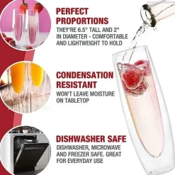 Plates u0026 More Küche & Esszimmer-Doppelwandige Champagnergläser - 6-teiliges Hochzeitsset