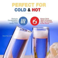 Plates u0026 More Küche & Esszimmer-Doppelwandige Champagnergläser - 6-teiliges Hochzeitsset